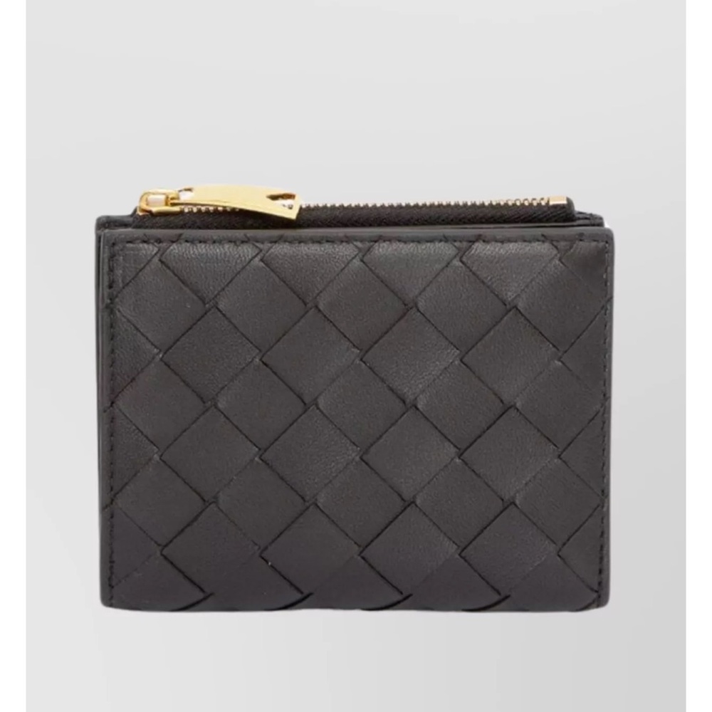 Bottega Vaneta Bi Fold Grey Leather Wallet